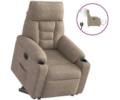 Fotelis Atsistojantis elektrinis krėslas, taupe, mikropluošto audinys
