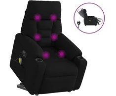 Fotelis Atsistojantis elektrinis masažinis krėslas, juodas, audinys