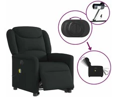 Fotelis Atsistojantis elektrinis masažinis krėslas, juodas, audinys