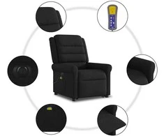 Fotelis Atsistojantis elektrinis masažinis krėslas, juodas, audinys