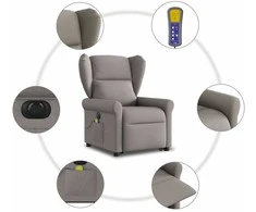Fotelis Atsistojantis elektrinis masažinis krėslas, taupe, audinys