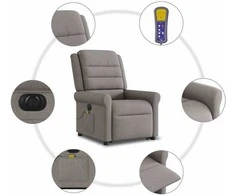 Fotelis Atsistojantis elektrinis masažinis krėslas, taupe, audinys