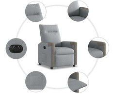 Fotelis Elektrinis atlošiamas krėslas, šviesiai pilkos spalvos, audinys