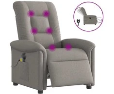 Fotelis Elektrinis atlošiamas masažinis krėslas, taupe, audinys