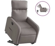 Fotelis Elektrinis atsistojantis atlošiamas krėslas, taupe, audinys