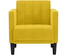 Fotelis Sofa-kėdė su porankiais, geltona, 53 cm, aksomas