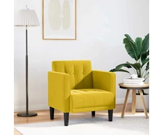 Fotelis Sofa-kėdė su porankiais, geltona, 53 cm, aksomas