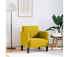 Fotelis Sofa-kėdė su porankiais, geltona, 54 cm, aksomas
