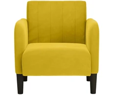 Fotelis Sofa-kėdė su porankiais, geltona, 54 cm, aksomas