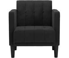 Fotelis Sofa-kėdė su porankiais, juoda, 53 cm, aksominė