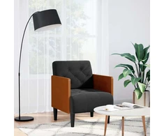 Fotelis Sofa-kėdė su porankiais, juoda, 55 cm, aksominė