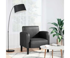 Fotelis Sofa-kėdė su porankiais, juoda, 54 cm, dirbtinė oda