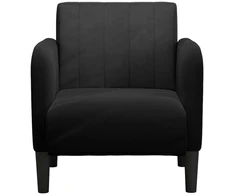 Fotelis Sofa-kėdė su porankiais, juoda, 54 cm, aksominė