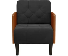 Fotelis Sofa-kėdė su porankiais, juoda, 55 cm, aksominė