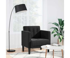 Fotelis Sofa-kėdė su porankiais, juoda, 53 cm, aksominė