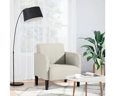 Fotelis Sofa-kėdė su porankiais, kreminės spalvos, 54 cm, aksomas