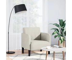 Fotelis Sofa-kėdė su porankiais, kreminės spalvos, 54 cm, aksomas