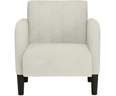 Fotelis Sofa-kėdė su porankiais, kreminės spalvos, 54 cm, aksomas