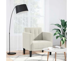 Fotelis Sofa-kėdė su porankiais, kreminės spalvos, 53 cm, aksomas