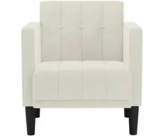 Fotelis Sofa-kėdė su porankiais, kreminės spalvos, 53 cm, aksomas