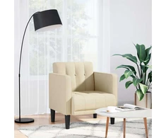 Fotelis Sofa-kėdė su porankiais, kreminės spalvos, 53 cm, audinys