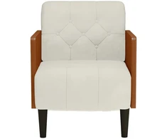 Fotelis Sofa-kėdė su porankiais, kreminės spalvos, 55 cm, aksomas