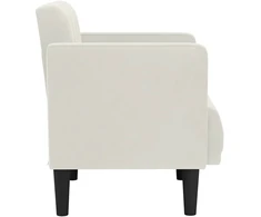 Fotelis Sofa-kėdė su porankiais, kreminės spalvos, 53 cm, aksomas
