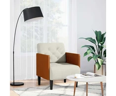 Fotelis Sofa-kėdė su porankiais, kreminės spalvos, 55 cm, aksomas