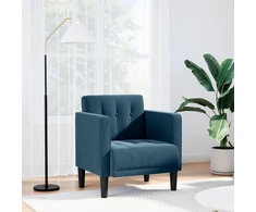 Fotelis Sofa-kėdė su porankiais, mėlyna, 53 cm, aksomas