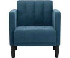 Fotelis Sofa-kėdė su porankiais, mėlyna, 53 cm, aksomas