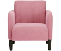 Fotelis Sofa-kėdė su porankiais, rožinė, 54 cm, aksomas
