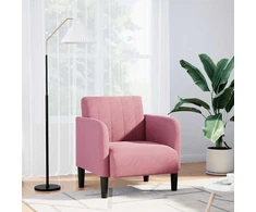 Fotelis Sofa-kėdė su porankiais, rožinė, 54 cm, aksomas
