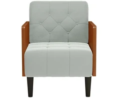 Fotelis Sofa-kėdė su porankiais, šviesiai pilka, 55 cm, aksomas