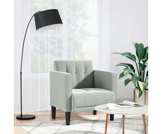 Fotelis Sofa-kėdė su porankiais, šviesiai pilka, 53 cm, aksomas