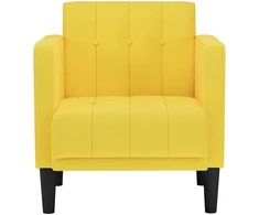 Fotelis Sofa-kėdė su porankiais, šviesiai geltona, 53 cm, audinys