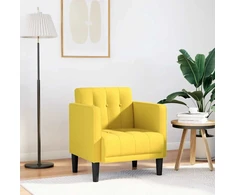 Fotelis Sofa-kėdė su porankiais, šviesiai geltona, 53 cm, audinys