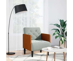 Fotelis Sofa-kėdė su porankiais, šviesiai pilka, 55 cm, aksomas