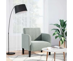 Fotelis Sofa-kėdė su porankiais, šviesiai pilka, 54 cm, aksomas