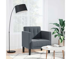 Fotelis Sofa-kėdė su porankiais, tamsiai pilka, 53 cm, aksomas