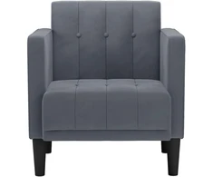 Fotelis Sofa-kėdė su porankiais, tamsiai pilka, 53 cm, aksomas