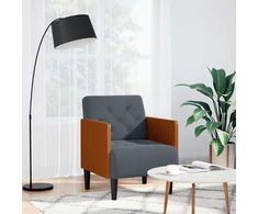 Fotelis Sofa-kėdė su porankiais, tamsiai pilka, 55 cm, aksomas