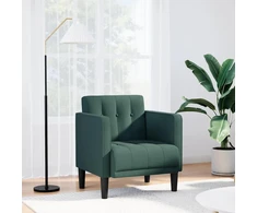 Fotelis Sofa-kėdė su porankiais, tamsiai žalia, 53 cm, audinys