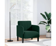 Fotelis Sofa-kėdė su porankiais, tamsiai žalia, 54 cm, aksomas