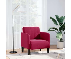 Fotelis Sofa-kėdė su porankiais, vyno raudonumo, 54 cm, aksominė