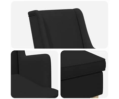Fotelis su pakoju 2 vnt. Juoda Audinys