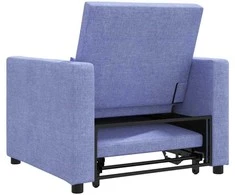 Fotelis Ištraukiamas sofa-lova vienvietis Džinsinė mėlyna audinys