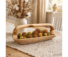 Fruit Bowl JEPARA Teak Brown 61 x 21 x 21 cm