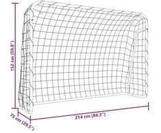 Futbolo vartai, balti, 214x75x152cm, plienas/poliesteris