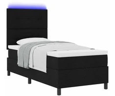 Kiemas lova su LED juostelėmis Juoda 90 x 190 cm audinys