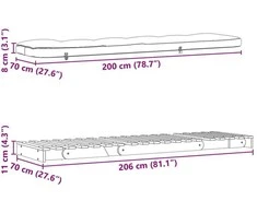 Futono sofa-lova su čiužiniu, 70x206x11cm, impregnuota pušis